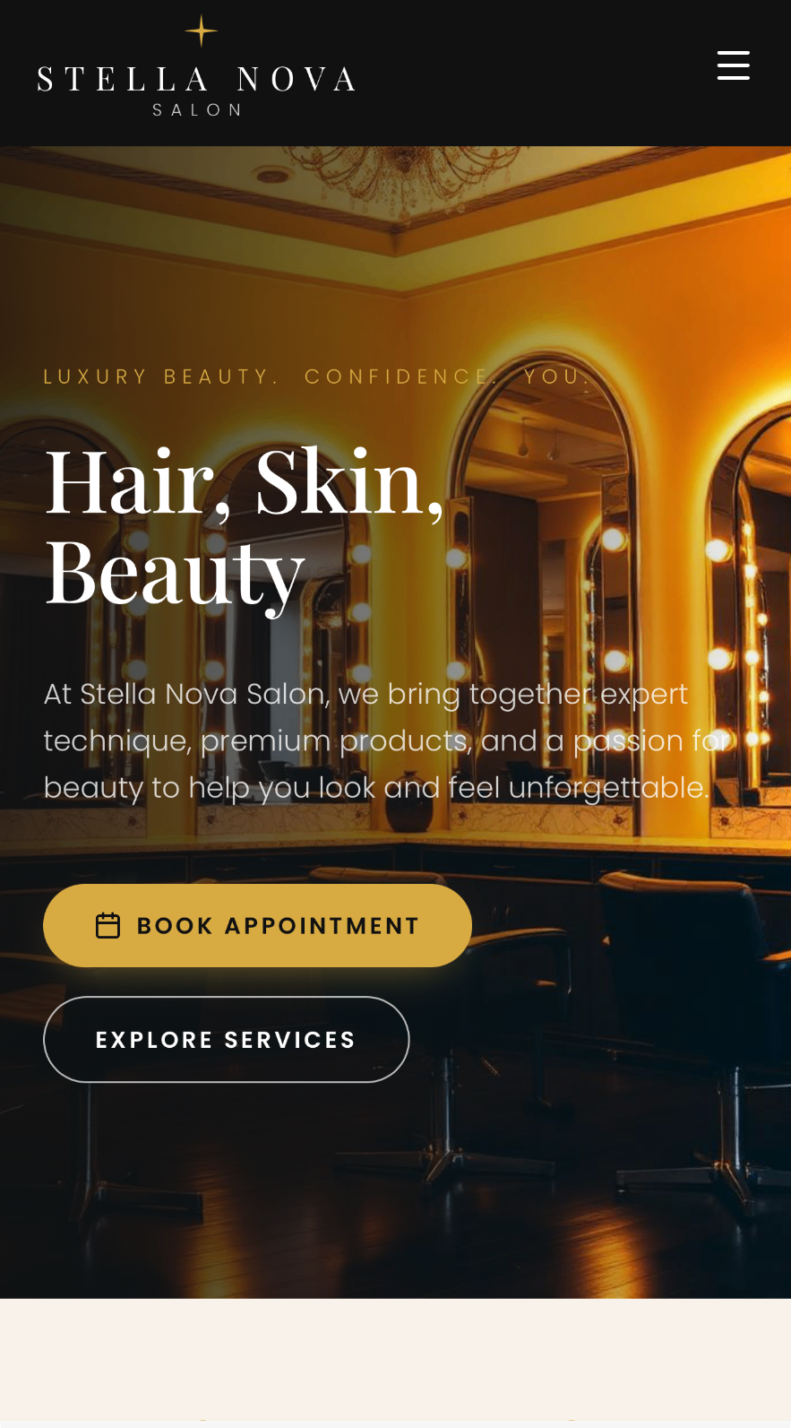 Stella Nova Hair & Skin Beauty — website screenshot