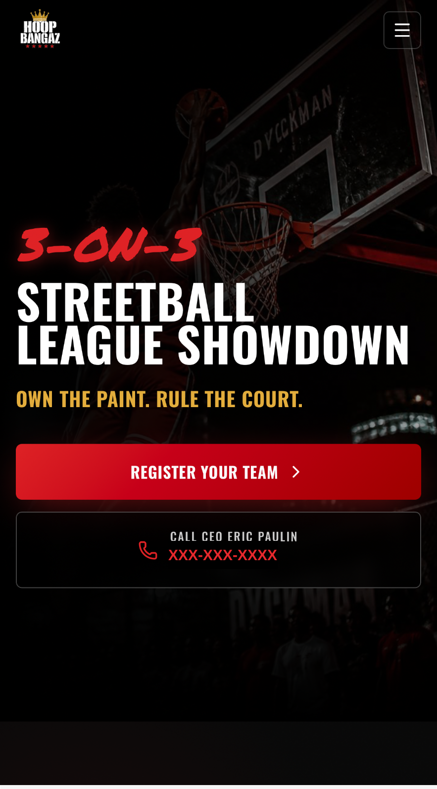 Hoop Bangaz Basketball League — website screenshot